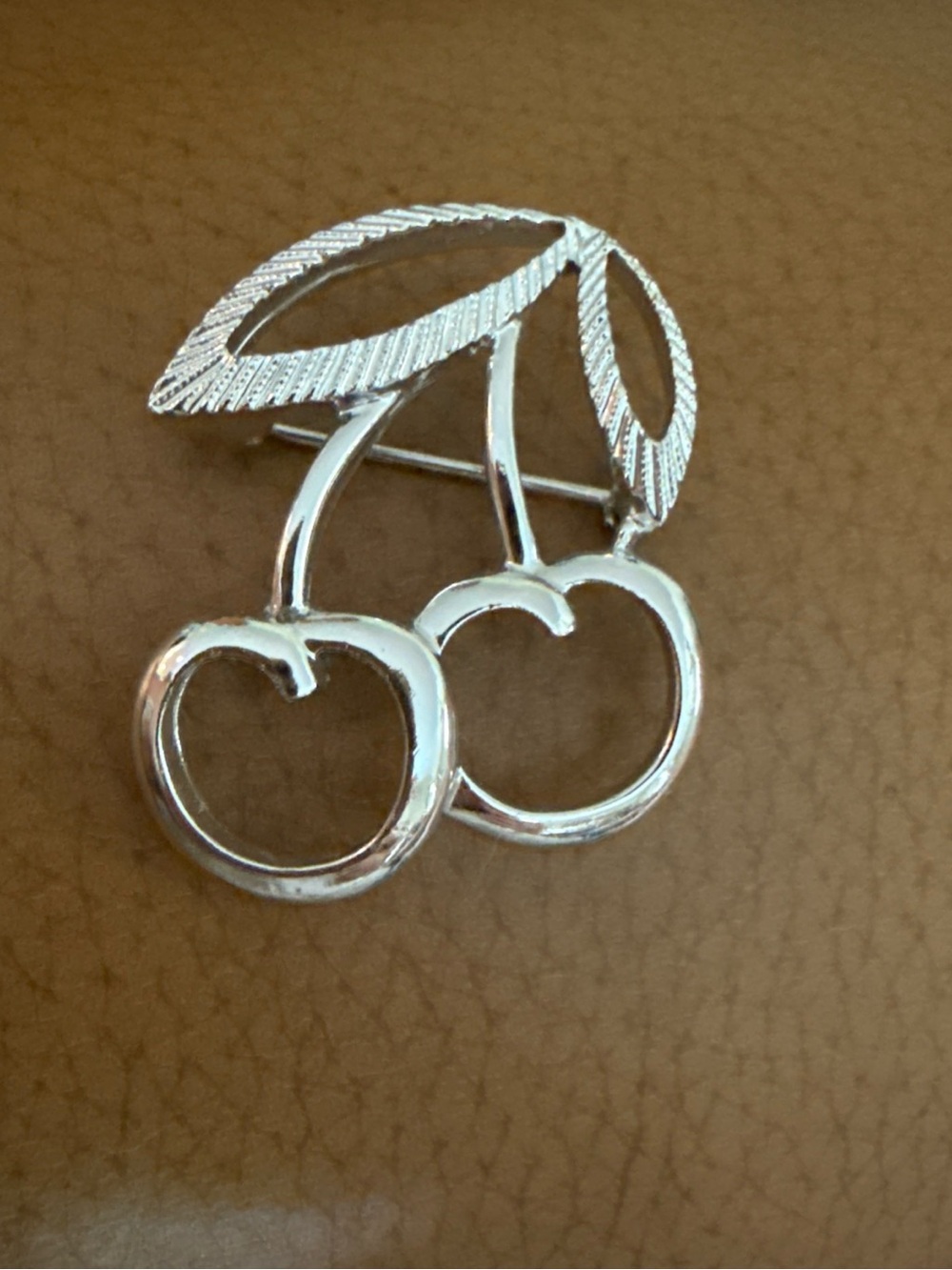 VTG 1960’s Sarah Coventry Signed Silver Cherry Leaf Brooch